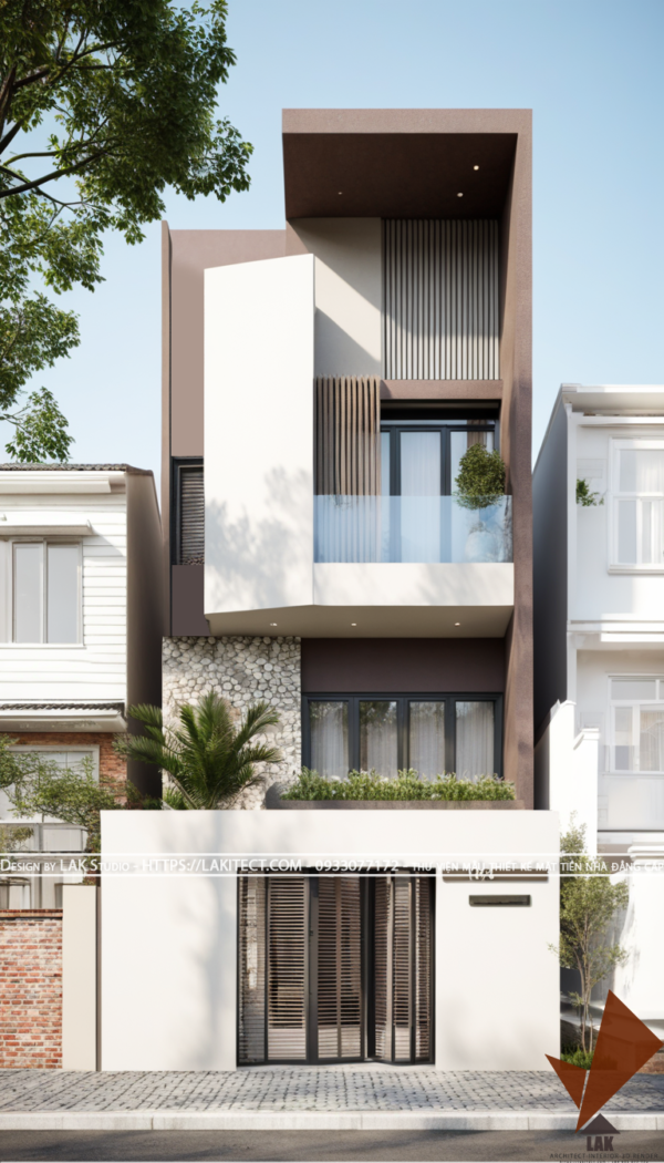 Thiết kế mặt tiền nhà phố 6m hiện đại đẹp, sang trọng ấn tượng với khối độc đáo, chuẩn tỉ lệ vàng